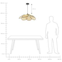 Wyld and Coco Natural Paper Rattan-Effect Pendant Lamp Black Metal Frame - thumbnail 8