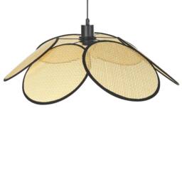 Wyld and Coco Natural Paper Rattan-Effect Pendant Lamp Black Metal Frame - thumbnail 4