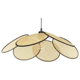 Wyld and Coco Natural Paper Rattan-Effect Pendant Lamp Black Metal Frame - thumbnail 2