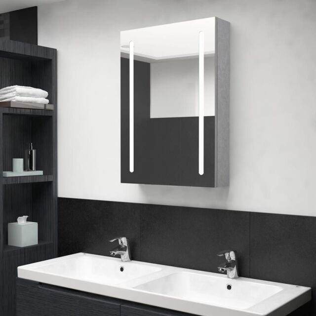 Berkfield Home LED Bathroom Mirror Cabinet Concrete Grey 50x13x70 cm - Size: 50 x 13 x 70 cm - image 1