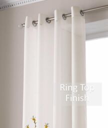 Luxury Living Voile Ring Top Curtain Panel Pair in Ivory - Size: 145 cm width x 275 cm drop - thumbnail 5