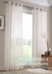 Luxury Living Voile Ring Top Curtain Panel Pair in Ivory - Size: 145 cm width x 275 cm drop - thumbnail 2