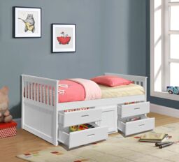 Comfy Living Ltd 3ft Wooden Captains Bed With Drawers & Storage in White - Size: Single - thumbnail 3