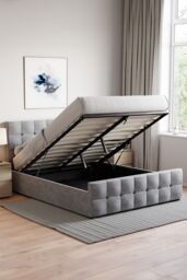 Home Discount Vida Designs Valentina King Size Ottoman Bed Frame Velvet Fabric UKFR in Grey - thumbnail 2