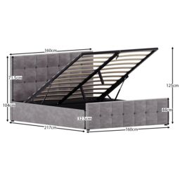Home Discount Vida Designs Valentina King Size Ottoman Bed Frame Velvet Fabric UKFR in Grey - thumbnail 3