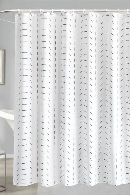 Neel Blue Bathroom Shower Curtain, Polyester Fabric Anti-Mould Water-Resistant Curtains in White - Size: 180 cm width x 200 cm drop - image 1