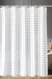 Neel Blue Bathroom Shower Curtain, Polyester Fabric Anti-Mould Water-Resistant Curtains in White - Size: 180 cm width x 200 cm drop - thumbnail 6