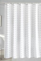 Neel Blue Bathroom Shower Curtain, Polyester Fabric Anti-Mould Water-Resistant Curtains in White - Size: 180 cm width x 200 cm drop