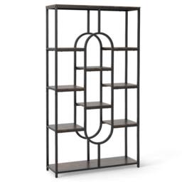 Gymax Industrial 10-Tier Bookshelf Open Display Shelves Metal Frame Bookcase in Black - thumbnail 9