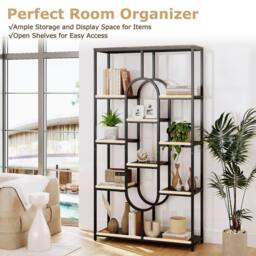Gymax Industrial 10-Tier Bookshelf Open Display Shelves Metal Frame Bookcase in Black - thumbnail 5