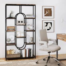 Gymax Industrial 10-Tier Bookshelf Open Display Shelves Metal Frame Bookcase in Black - thumbnail 7