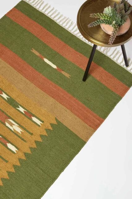 Homescapes Lundi Orange & Green Kilim Cotton & Jute Rug - Size: 160 cm x 230 cm - image 1