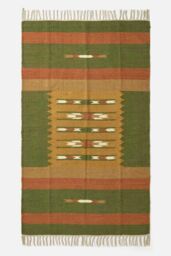 Homescapes Lundi Orange & Green Kilim Cotton & Jute Rug - Size: 160 cm x 230 cm - thumbnail 2