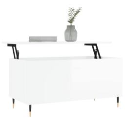 Berkfield Home Coffee Table High Gloss White 90x44.5x45 cm Engineered Wood - thumbnail 3