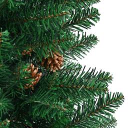 Berkfield Home Slim Christmas Tree with Real Wood & Cones Green 180 cm PVC - thumbnail 5