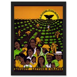 Artery8 United Farm Workers Grape Lettuce Boycott Political A4 Artwork Framed Wall Art Print in Black - thumbnail 1