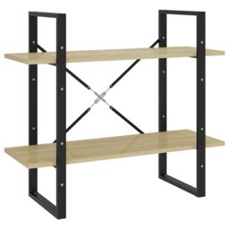 Berkfield Home 2-Tier Book Cabinet Sonoma Oak 80x30x70 cm Engineered Wood in Brown - Size: 80 x 30 x 70 cm - thumbnail 2