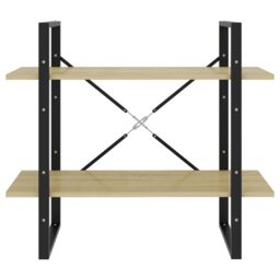 Berkfield Home 2-Tier Book Cabinet Sonoma Oak 80x30x70 cm Engineered Wood in Brown - Size: 80 x 30 x 70 cm - thumbnail 4
