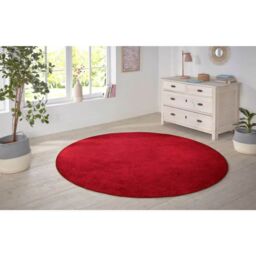 THE RUGS Plain Design Rug - Durable Polypropylene, Soft Fleece Backing in Red - Size: 200 cm diameter - thumbnail 8