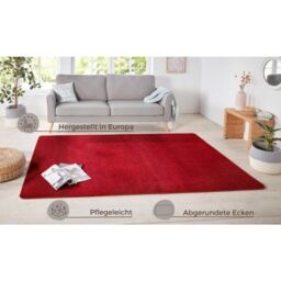 THE RUGS Plain Design Rug - Durable Polypropylene, Soft Fleece Backing in Red - Size: 200 cm diameter - thumbnail 6