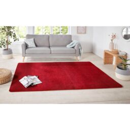 THE RUGS Plain Design Rug - Durable Polypropylene, Soft Fleece Backing in Red - Size: 200 cm diameter - thumbnail 7