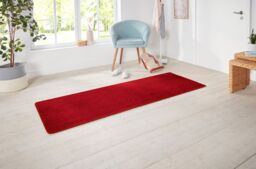 THE RUGS Plain Design Rug - Durable Polypropylene, Soft Fleece Backing in Red - Size: 200 cm diameter - thumbnail 2