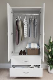 Home Discount Vida Designs Riano 2 Door 2 Drawer Wardrobe Storage in White - thumbnail 5