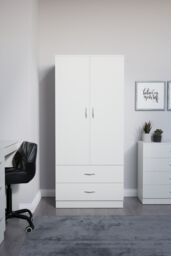 Home Discount Vida Designs Riano 2 Door 2 Drawer Wardrobe Storage in White - thumbnail 9