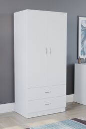Home Discount Vida Designs Riano 2 Door 2 Drawer Wardrobe Storage in White - thumbnail 1