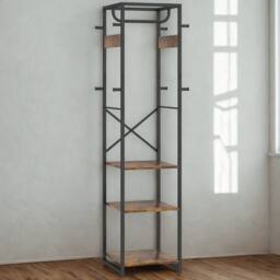 FURNOS Industrial Entryway Hall Tree Coat Rack Stand in Brown - thumbnail 1