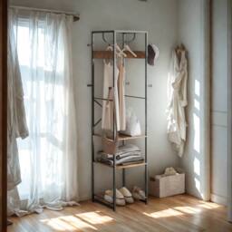 FURNOS Industrial Entryway Hall Tree Coat Rack Stand in Brown - thumbnail 5