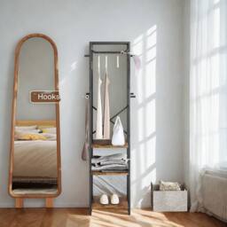 FURNOS Industrial Entryway Hall Tree Coat Rack Stand in Brown - thumbnail 7