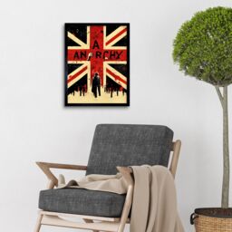 "Artery8 Wall Art Print Anarchy Union Jack Stencil Rebel Graffiti Punk UK Art Framed in Black - Size: W12"" x H16""" - thumbnail 2