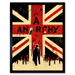 "Artery8 Wall Art Print Anarchy Union Jack Stencil Rebel Graffiti Punk UK Art Framed in Black - Size: W12"" x H16""" - thumbnail 1