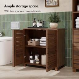 VonHaus Chester Freestanding Wood Effect Bathroom Storage Cabinet in Brown - thumbnail 4