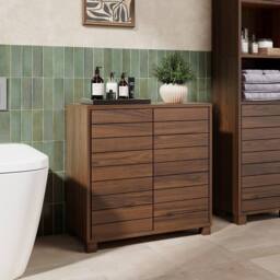 VonHaus Chester Freestanding Wood Effect Bathroom Storage Cabinet in Brown - thumbnail 3
