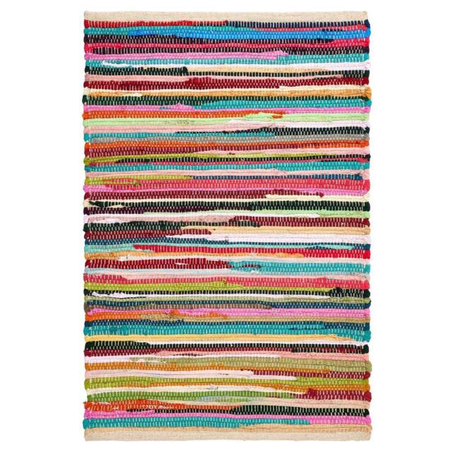 Bravich LTD Handwoven Cotton Chindi Rag Area Rug Flat Weave Reversible - Size: 60 cm x 90 cm - image 1