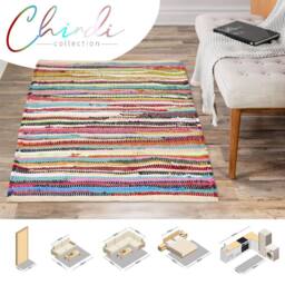 Bravich LTD Handwoven Cotton Chindi Rag Area Rug Flat Weave Reversible - Size: 60 cm x 90 cm - thumbnail 5