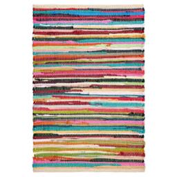 Bravich LTD Handwoven Cotton Chindi Rag Area Rug Flat Weave Reversible - Size: 60 cm x 90 cm - thumbnail 1