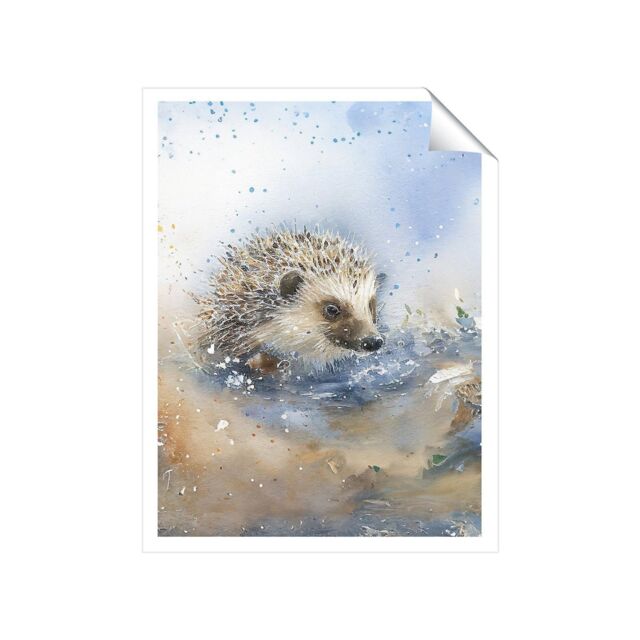 "Warren Reed - Designer Hedgehog Watercolour Unframed Art Print - Size: W24"" x H36""" - image 1