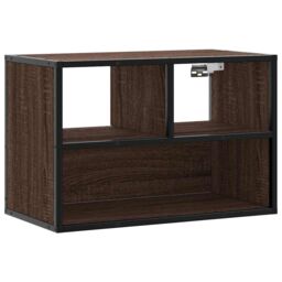 Berkfield Home TV Cabinet Brown Oak 60x31x39.5 cm Engineered Wood & Metal - thumbnail 2