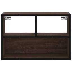 Berkfield Home TV Cabinet Brown Oak 60x31x39.5 cm Engineered Wood & Metal - thumbnail 4