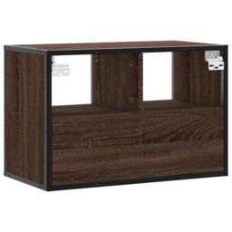 Berkfield Home TV Cabinet Brown Oak 60x31x39.5 cm Engineered Wood & Metal - thumbnail 6