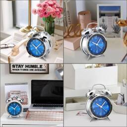 NESTLUNE Extra Loud Alarm Clock Twin Bell Battery Analogy Backlight in Silver - Size: 100 cm x 100 cm - thumbnail 5