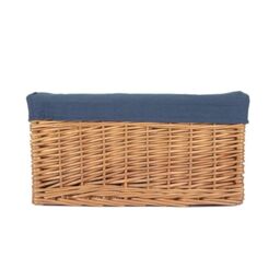 Red Hamper Double Steamed Navy Cotton Lined Willow Storage Basket in Blue - Size: XL - thumbnail 3
