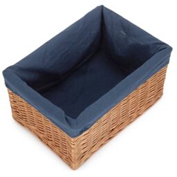 Red Hamper Double Steamed Navy Cotton Lined Willow Storage Basket in Blue - Size: XL - thumbnail 2