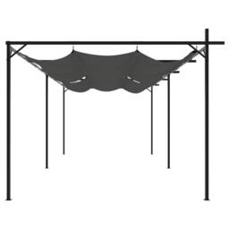Berkfield Home Pergola with Retractable Roof Anthracite 589x292x230 cm in Charcoal - Size: 589 x 292 x 230 cm - thumbnail 4