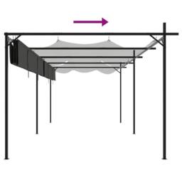 Berkfield Home Pergola with Retractable Roof Anthracite 589x292x230 cm in Charcoal - Size: 589 x 292 x 230 cm - thumbnail 6