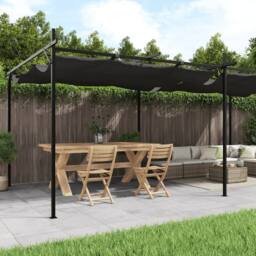 Berkfield Home Pergola with Retractable Roof Anthracite 589x292x230 cm in Charcoal - Size: 589 x 292 x 230 cm - thumbnail 2