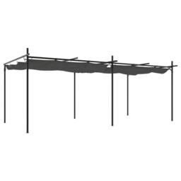 Berkfield Home Pergola with Retractable Roof Anthracite 589x292x230 cm in Charcoal - Size: 589 x 292 x 230 cm - thumbnail 3